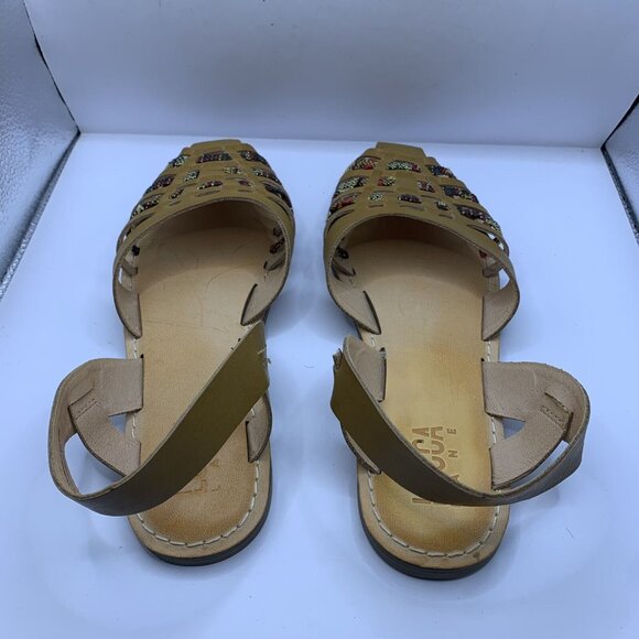 Lucca Lane Womens Hope Tan Leather Sandals Shoes size 11M D20 - Picture 6 of 8